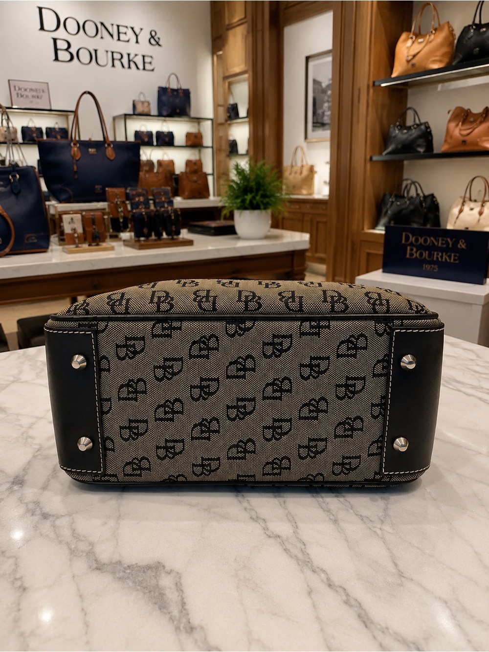 Dooney & Bourke Black & Gray Signature Logo Satchel - Picture 4 of 10